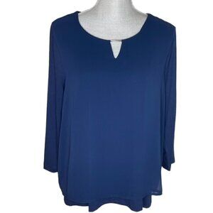 CHICO'S Easywear Keyhole Double-Layer Blouse, Size Large/12 - NWT